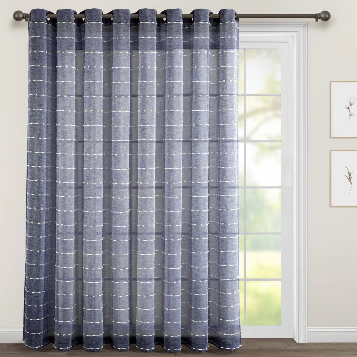 Lush Decor Farmhouse Textured Grommet Sheer Single Curtain Panel