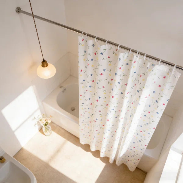 1-Pack 70.8" x 78.7" Print Shower Curtain, PEVA Waterproof Antibacterial Bathroom Divider with 12 C-Rings, Easy to Clean & Install, Decor for Bathtub & Shower Are