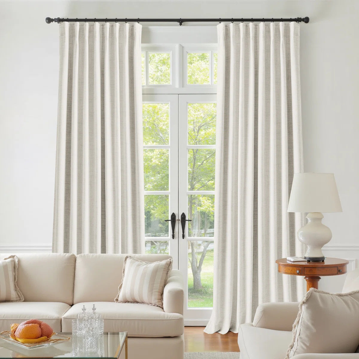 Birglinde Faux Linen Textured Thermal 100% Blackout Curtains for Bedroom Living Room Rod Pocket/Ring Clips (Set of 2)