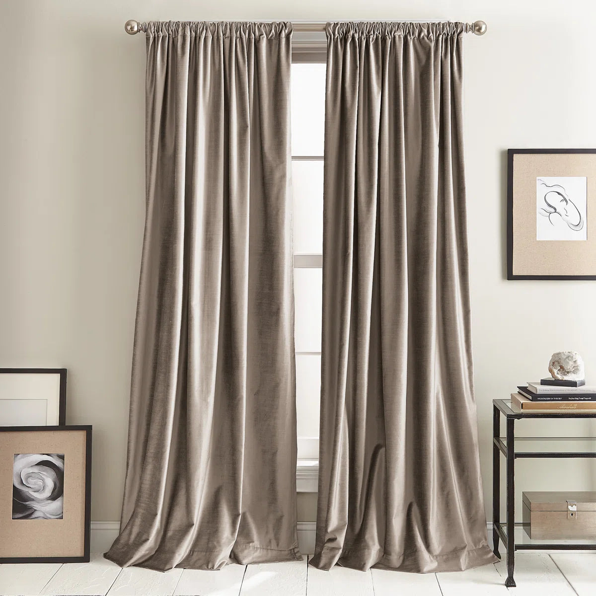 Modern Knotted Velvet Solid Room Darkening Rod Pocket Curtain Panels (Set of 2)