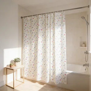 1-Pack 70.8" x 78.7" Print Shower Curtain, PEVA Waterproof Antibacterial Bathroom Divider with 12 C-Rings, Easy to Clean & Install, Decor for Bathtub & Shower Are