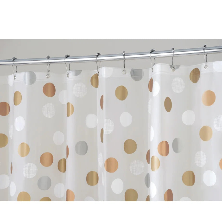 iDesign Gilly Dot PEVA Shower Curtain, Water Repellent - 72" x 72", Metallic