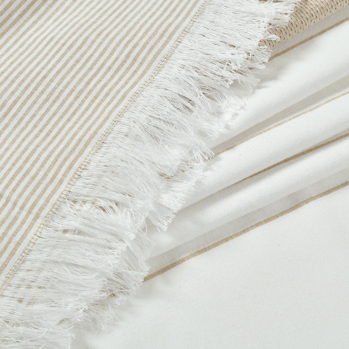 Stripe Yarn Dyed Tassel Fringe Woven Cotton Cotton Striped Shower Curtain