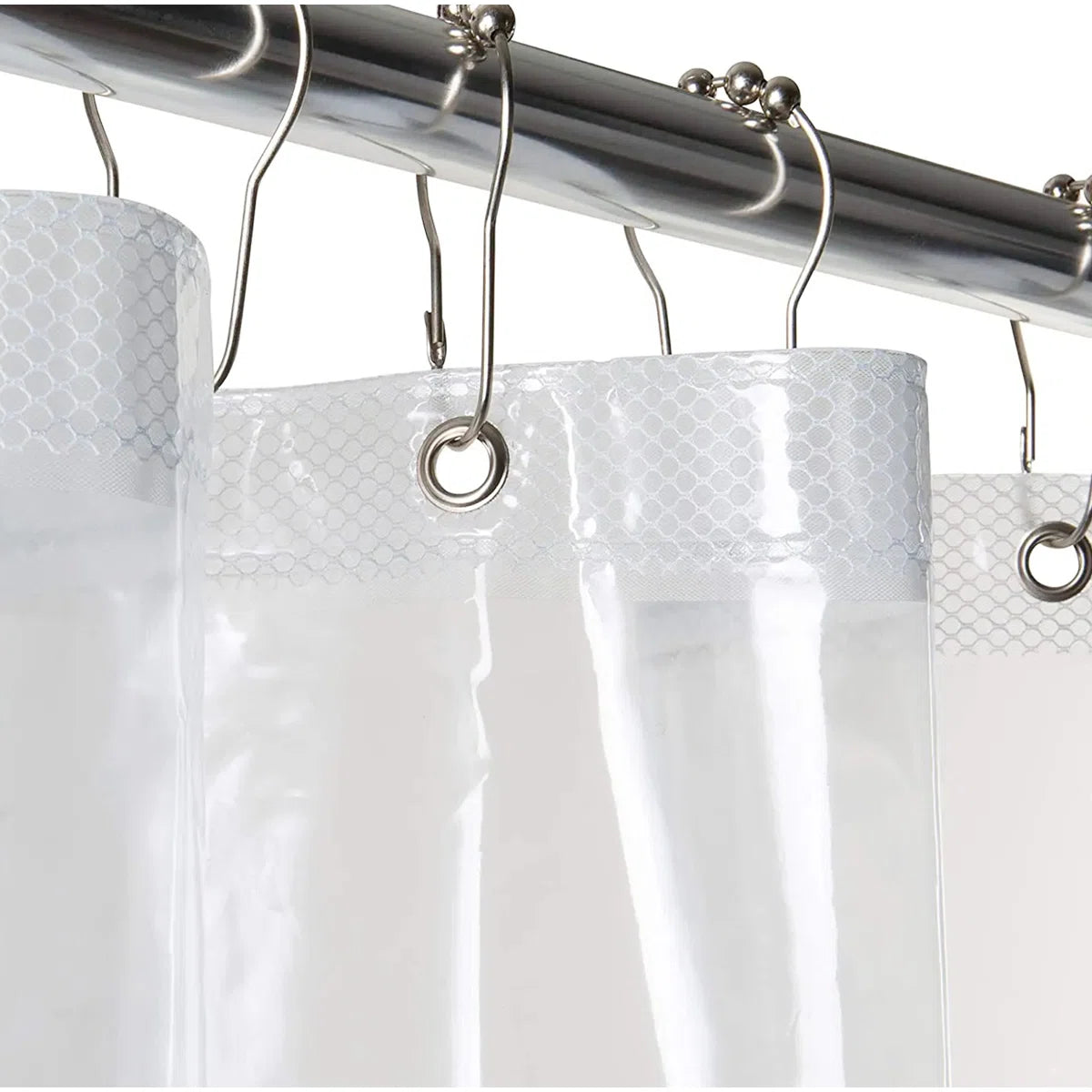 72"x72" - Peva Clear Heavyweight Thick Shower Curtain Liner With Mesh Storage Technology Pockets