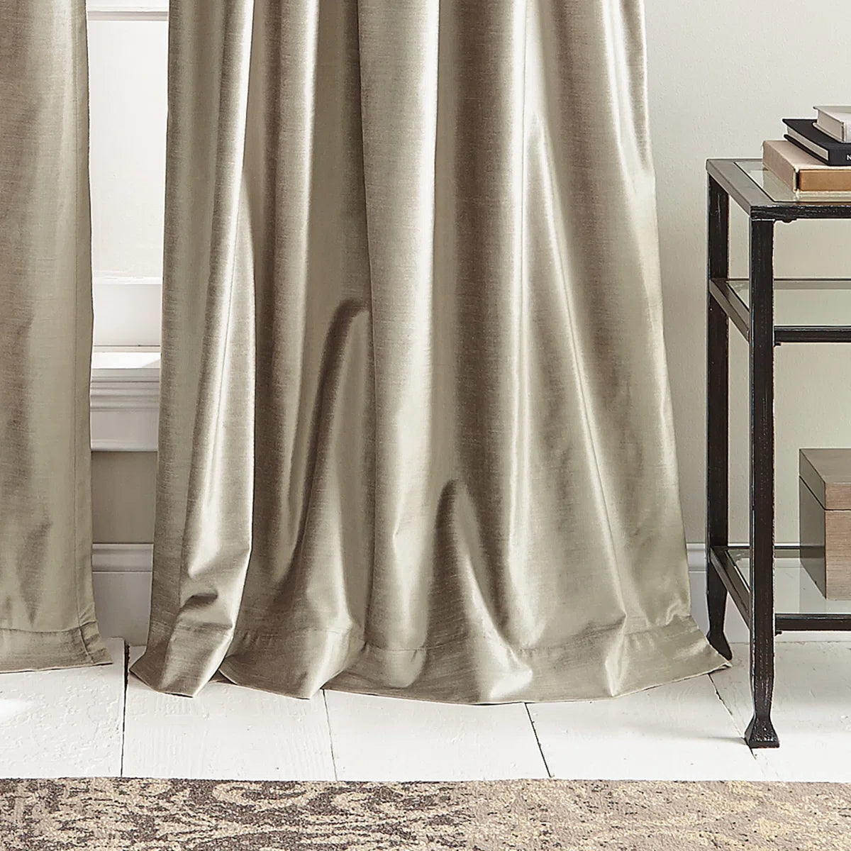 Modern Knotted Velvet Solid Room Darkening Rod Pocket Curtain Panels (Set of 2)