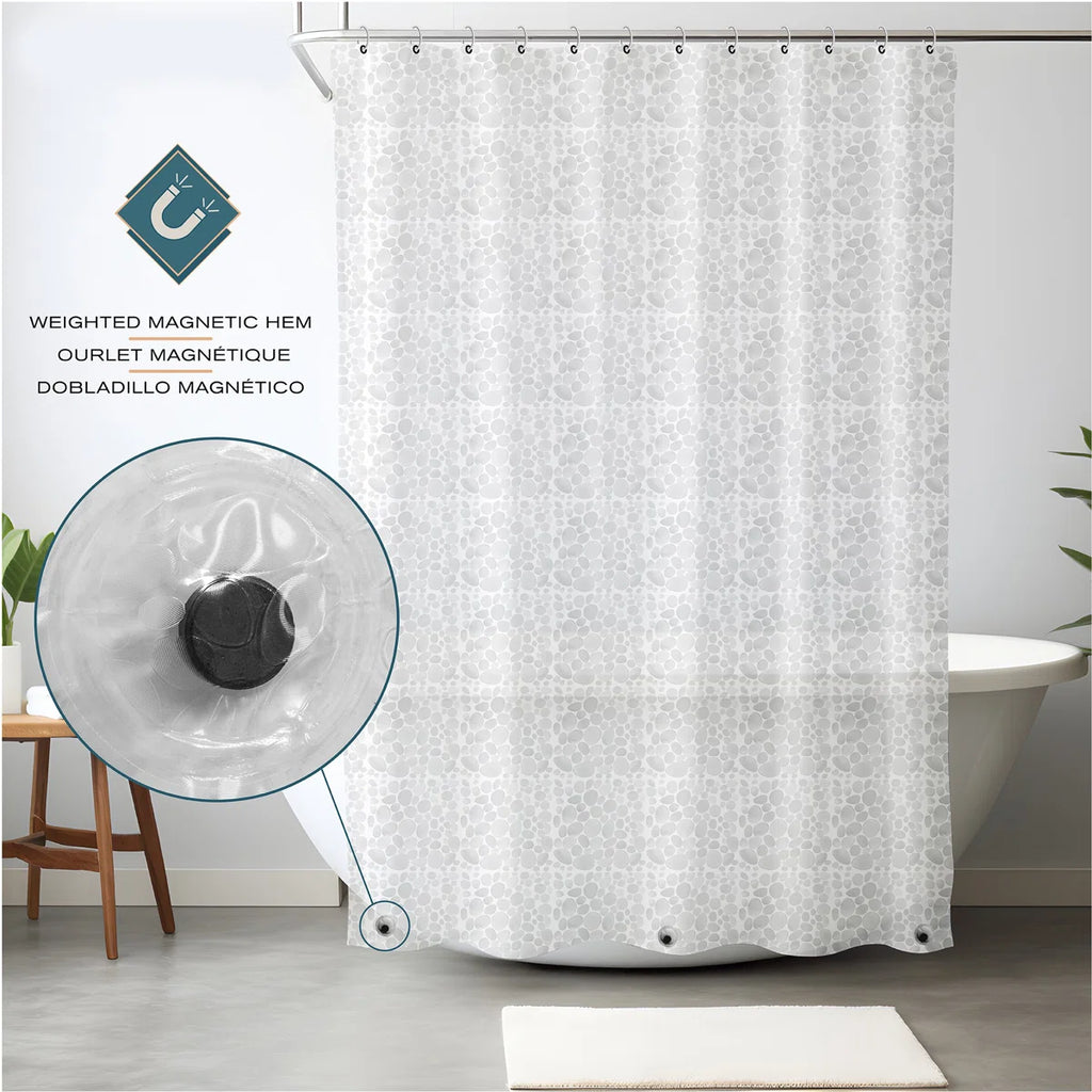 8-Gauge, 72" x 72" Large Metal Grommets Weighed Magnetic Hem PEVA Shower Liner in Clear